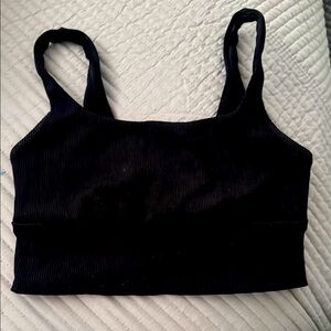 Black Ribbed Crop Top